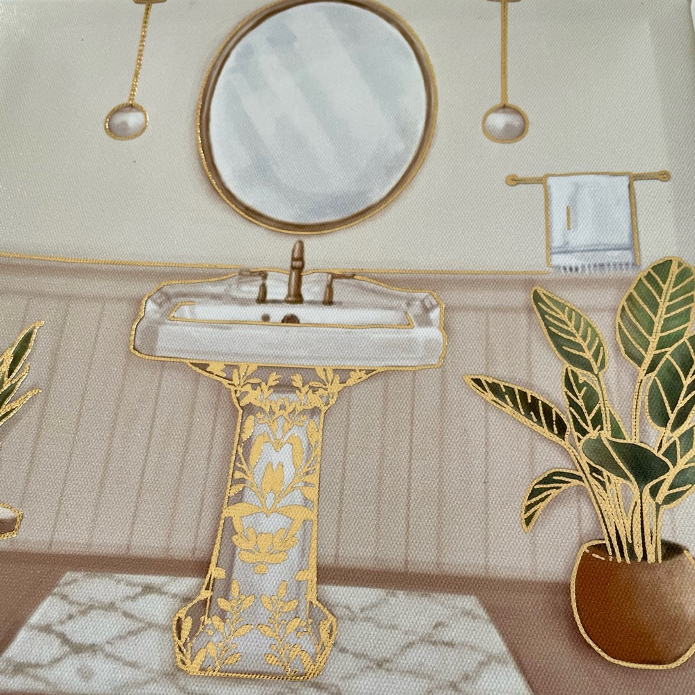 Metallic Gold Sink Canvas Wall Decore - Picture 2 of 6